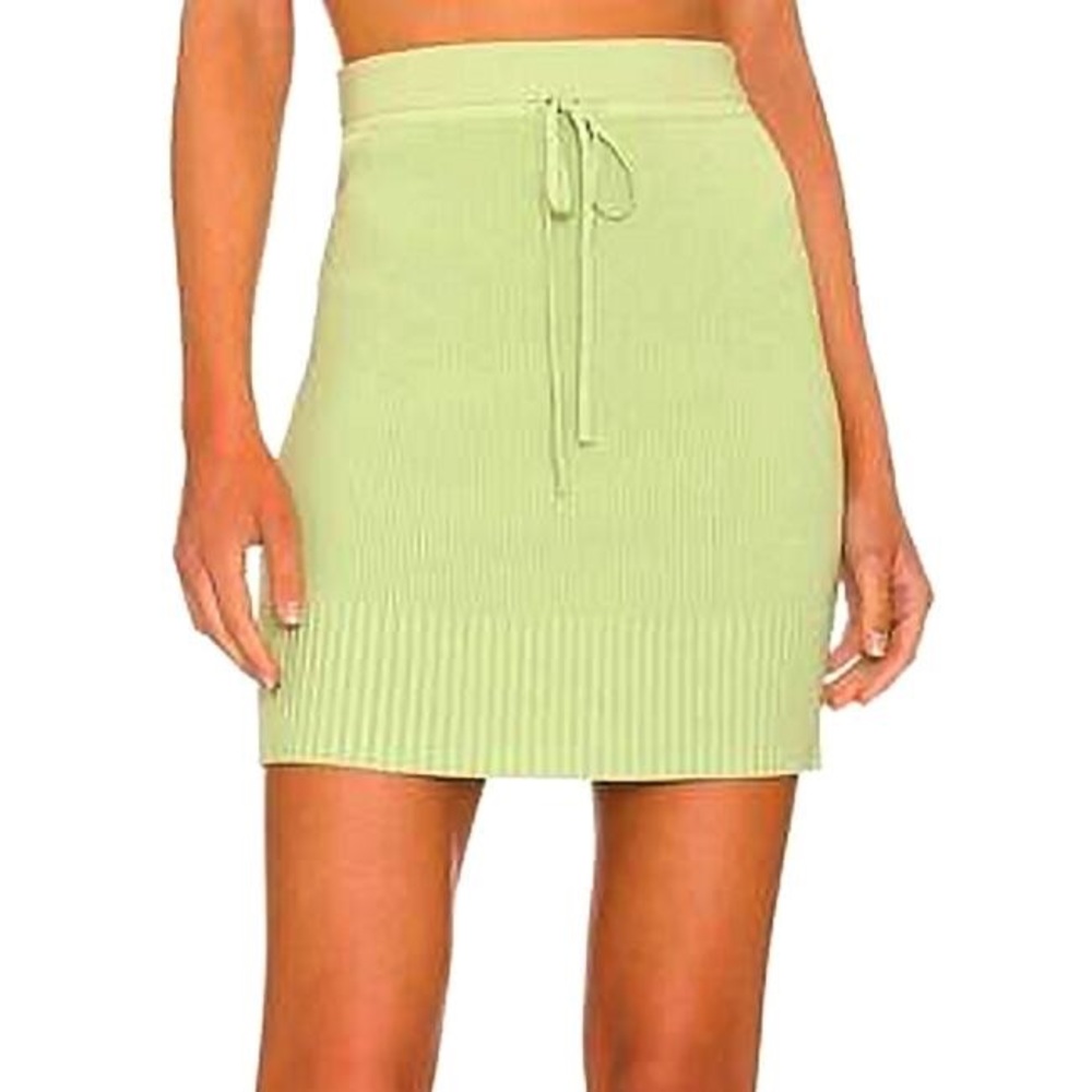 Jonathan Simkhai Page Compact Rib Mini Skirt In Pear Size XS - Picture 3 of 9